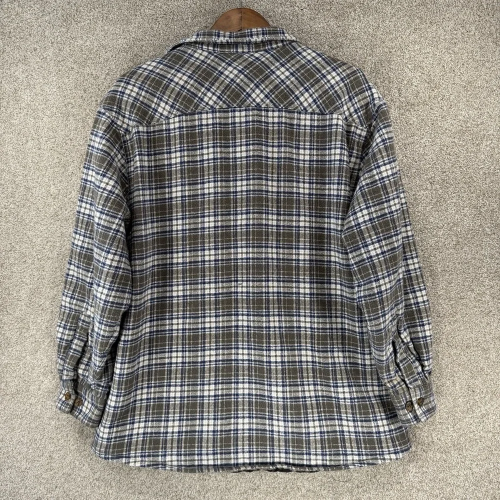 Levi's Insulated Flannel‎ Shacket Men's Lg Grunge Green Grey Quilted Lining - Picture 4 of 4